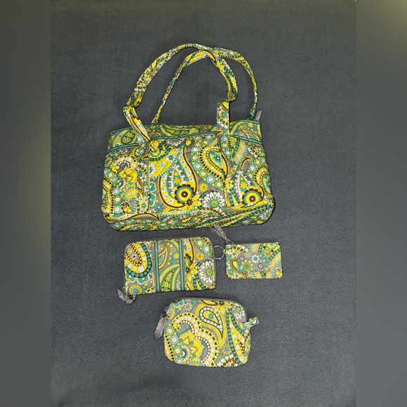 Vera Bradley Handbags - Vera Bradley Lemon Parfait Lot - Tote, Wallet, Cosmetic, ID Zip
